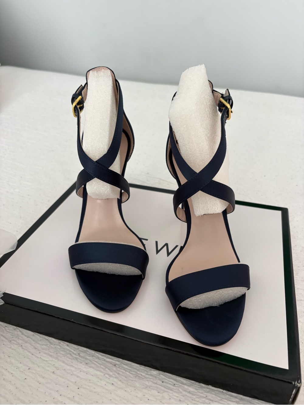 Nine West Navy Strappy Stiletto Heels - Picture 2 of 5